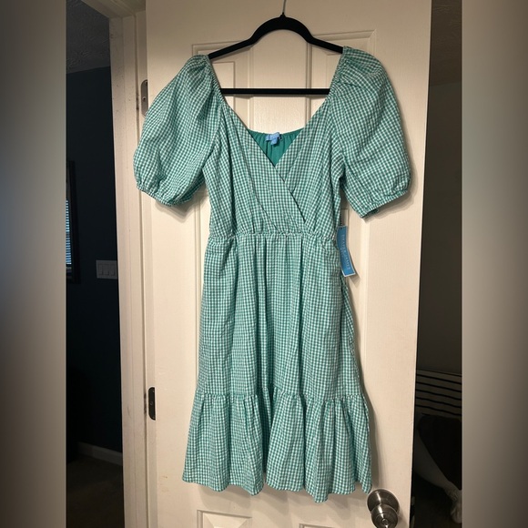 NEW NWT DRAPER JAMES RSVP Puff-Sleeve Surplice Dress Size XS NWT Wrap - Picture 7 of 10